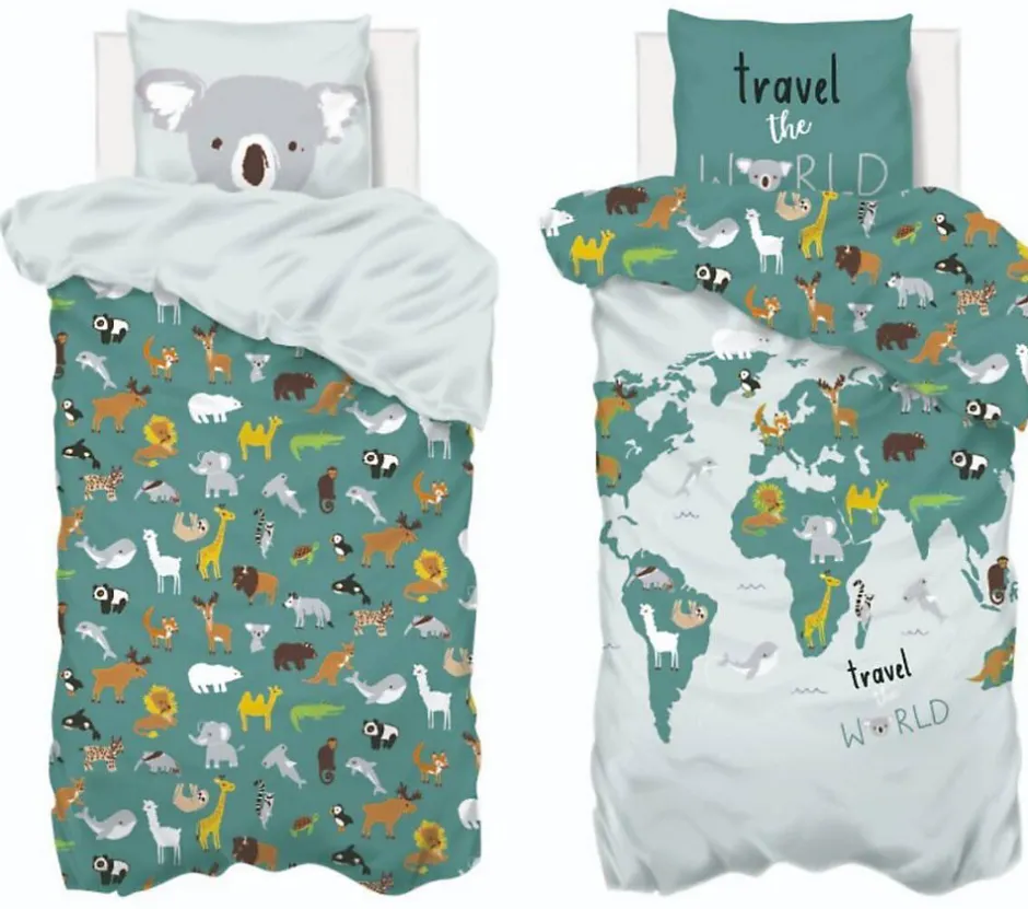 Atmosphera Créateur D'Intérieur Parure de lit enfant Carte du monde - coton 140x200 cm - Atmosphera
