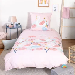 Côté Déco Parure de lit enfant Cygne - Coton 57 fils/cm²