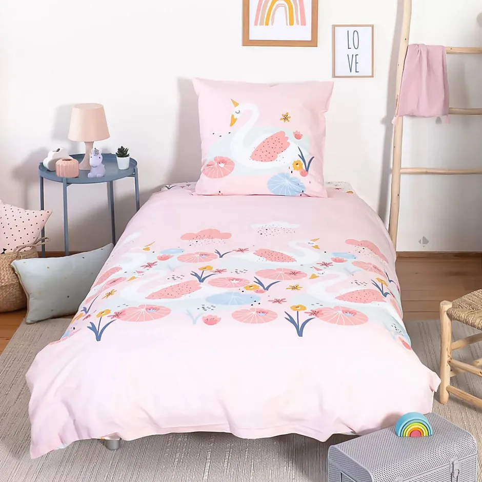 Côté Déco Parure de lit enfant Cygne - Coton 57 fils/cm²