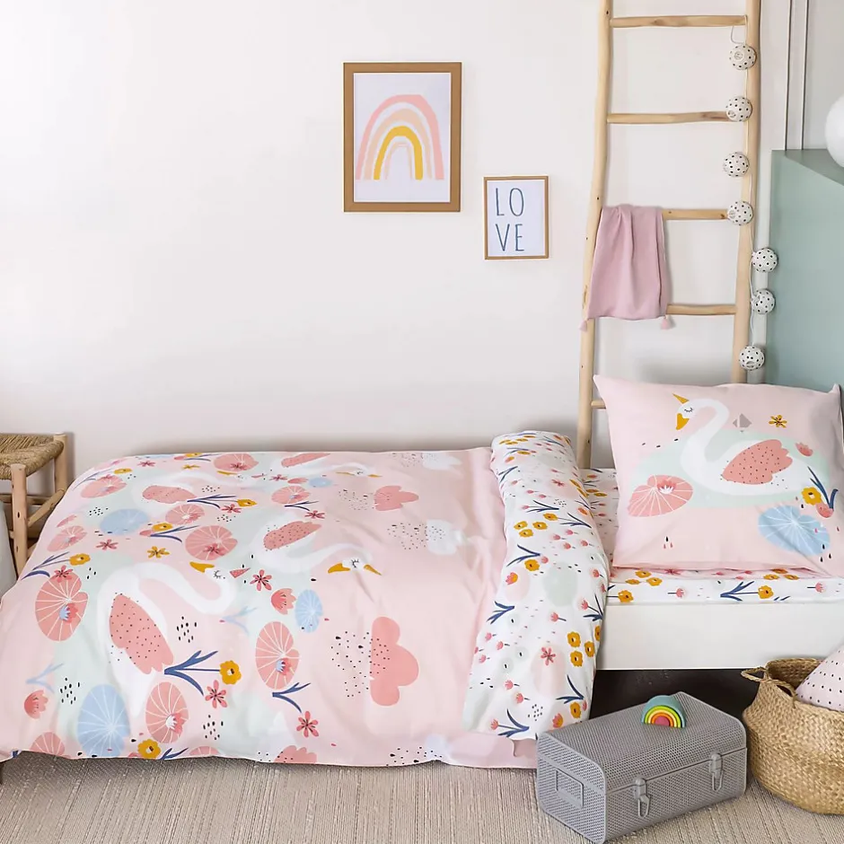 Côté Déco Parure de lit enfant Cygne - Coton 57 fils/cm²
