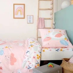 Côté Déco Parure de lit enfant Cygne - Coton 57 fils/cm²