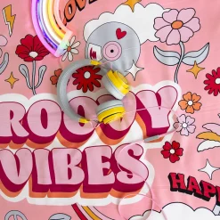 Linnea Parure de lit enfant GROOVY VIBES 140x200 cm en microfibre rose 2 pièces