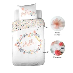 Côté Déco Parure de lit enfant Hello - 100% coton 57 fils/cm² Hot