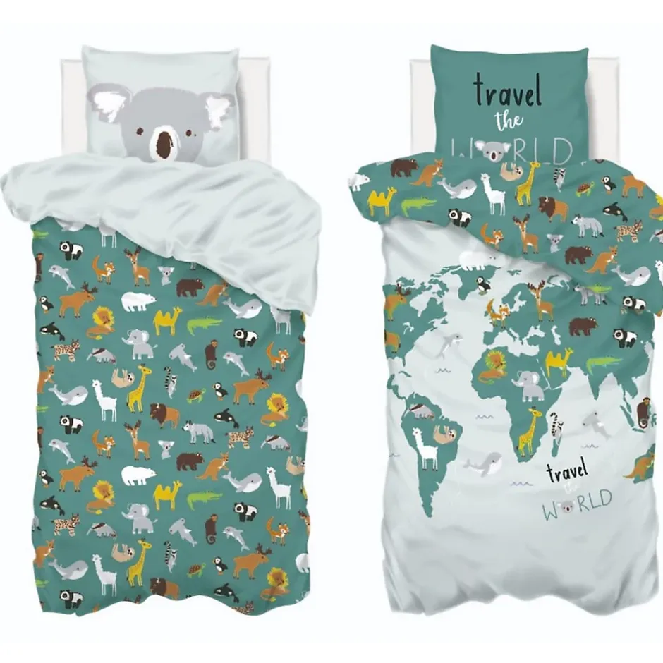 Atmosphera Parure de lit enfant imprimée Carte du Monde Clearance