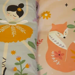 Côté Déco Parure de lit enfant Licorne - 140x200 cm + 1 taie - Coton 57 fils,cm² - 140x200cm - Rose