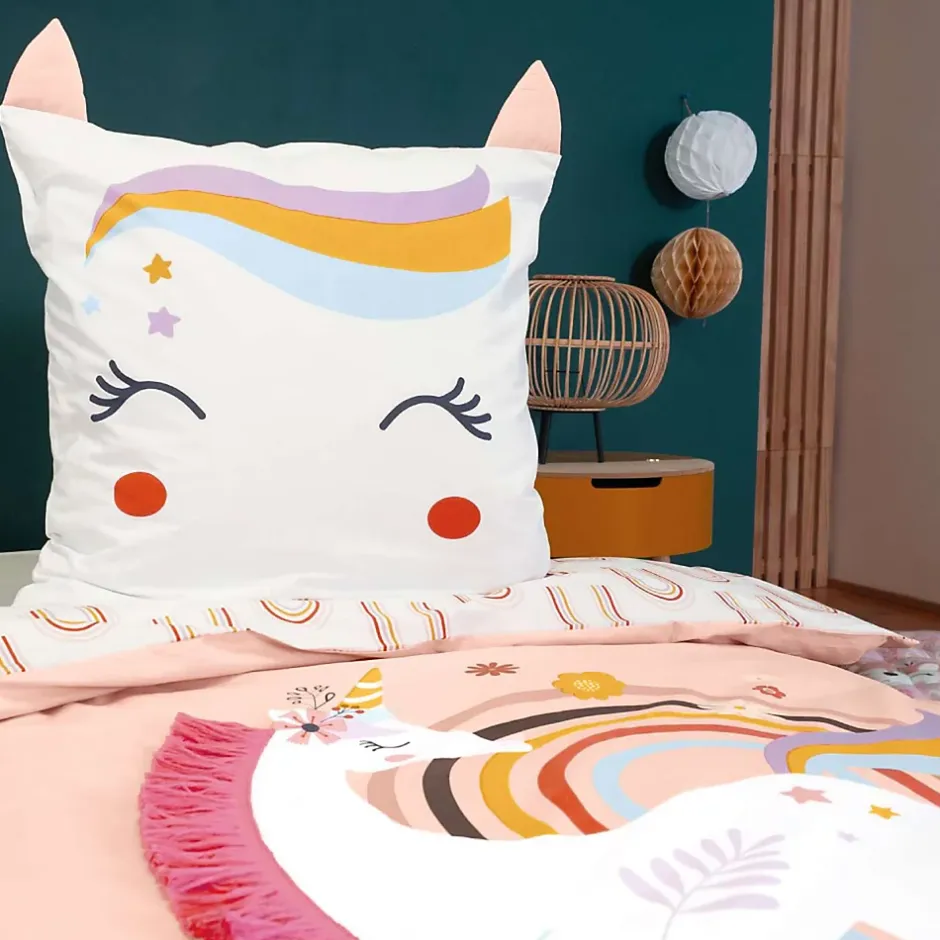 Côté Déco Parure de lit enfant Licorne avec oreilles rembourrées - 100% coton 57 fils/cm² Best