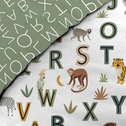 Douceur D'Intérieur Parure de lit enfant TIGRY 140x200 cm 100% coton 1 taie tête de tigre Réversible alphabet & jungle