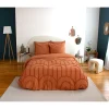 Côté Déco Parure de lit FAR- 240x220 cm - Coton lavé tufté - 52 fils,cm² - 220x240cm - Terre cuite