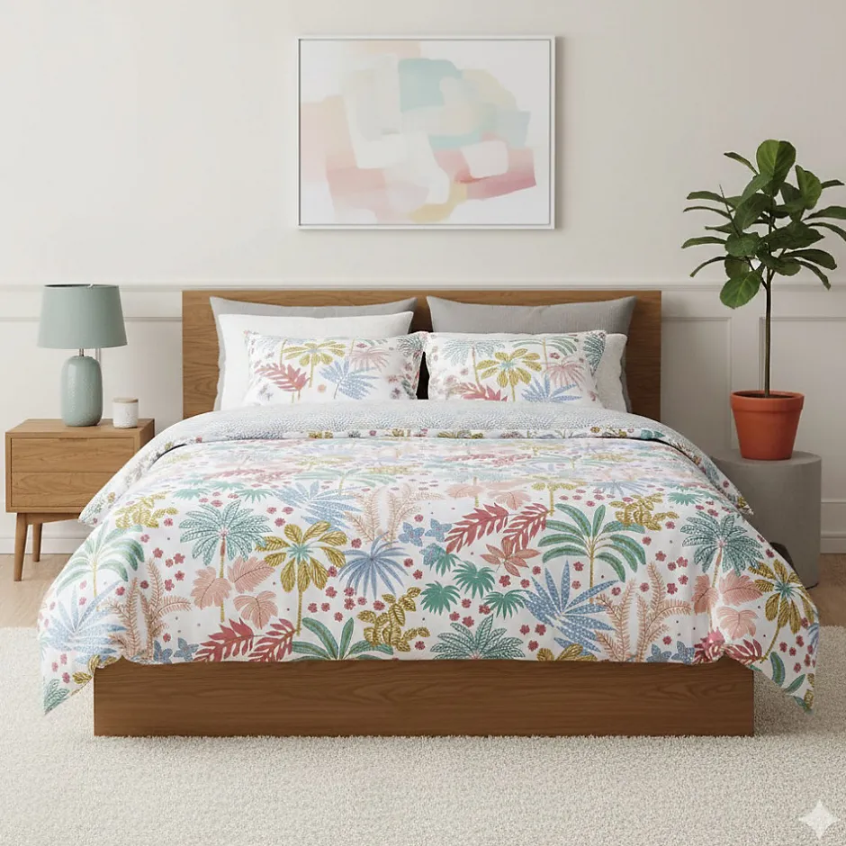 Eden Parure de lit Feuilles maya design et moderne