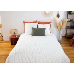 Côté Déco Parure de lit finition tufté - 100% coton lavé 52 fils/cm² Best