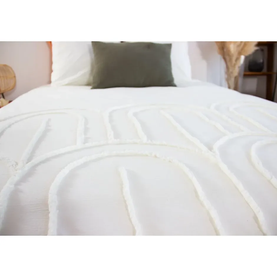 Côté Déco Parure de lit finition tufté - 100% coton lavé 52 fils/cm² Best