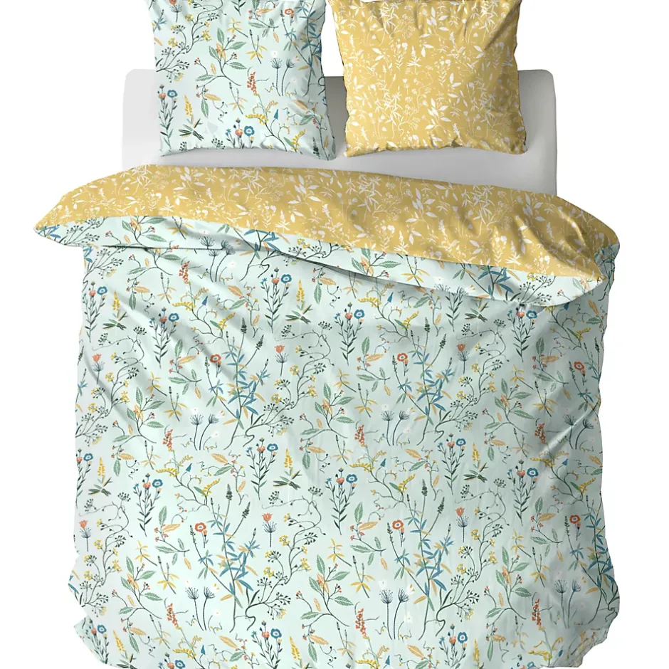 Linnea Parure de lit FLORISSANE 240x220 cm 100% polyester microfibre vert 3 pièces New
