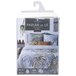 Atmosphera Parure de Lit imprimé Monstera en 240 x 220 New