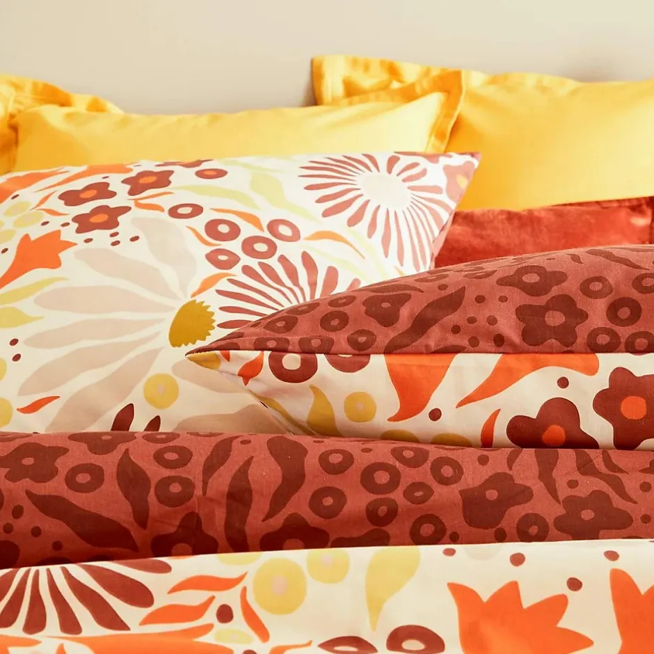 Atmosphera Créateur D'Intérieur Parure de lit imprimée Daisie marron 240x220cm - Atmosphera New