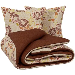 Atmosphera Créateur D'Intérieur Parure de lit imprimée Daisie marron 240x220cm - Atmosphera New