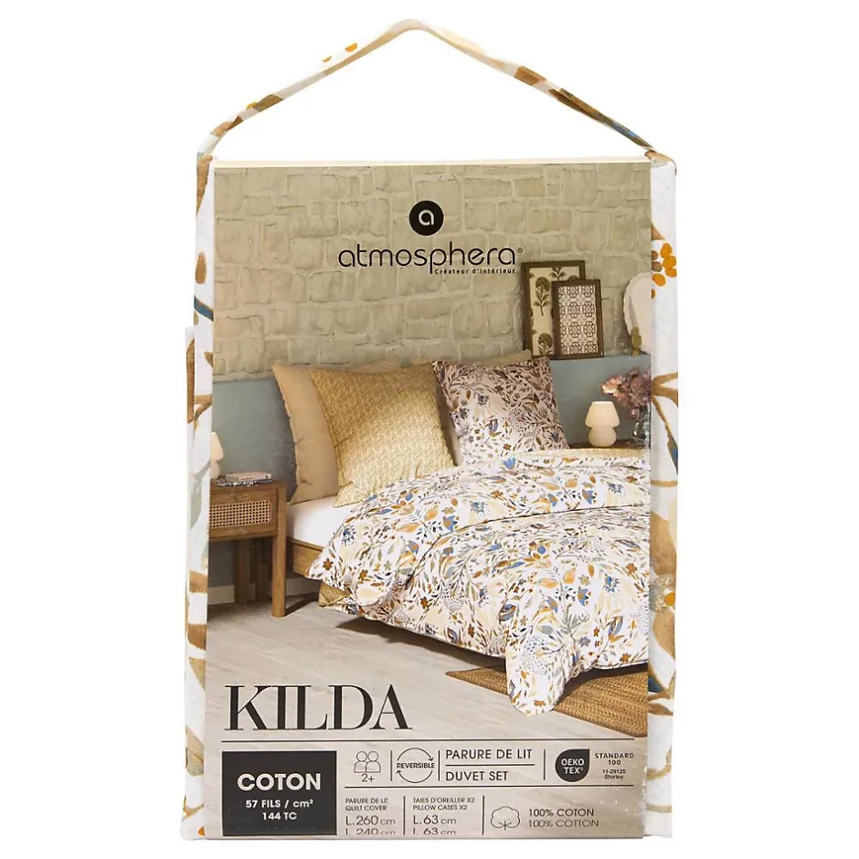 Atmosphera Créateur D'Intérieur Parure de lit imprimée Kilda beige lin 260x240cm - Atmosphera Hot