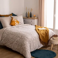 Atmosphera Créateur D'Intérieur Parure de lit imprimée Nalh 240x220cm beige lin - Atmosphera