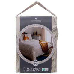 Atmosphera Créateur D'Intérieur Parure de lit imprimée Nalh 240x220cm beige lin - Atmosphera