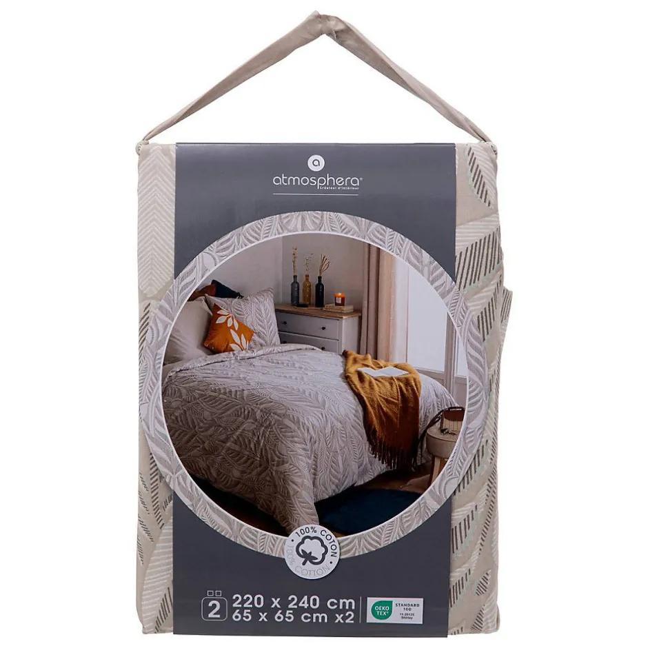 Atmosphera Créateur D'Intérieur Parure de lit imprimée Nalh 240x220cm beige lin - Atmosphera