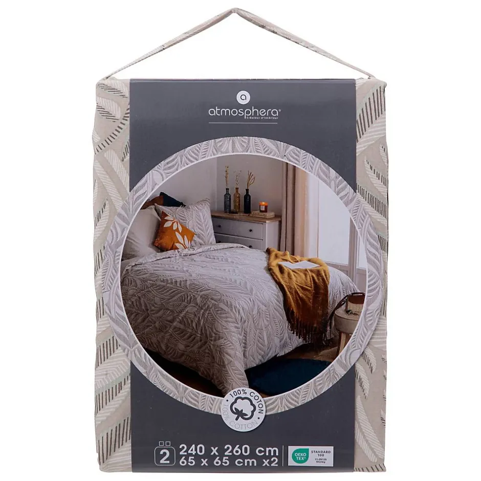 Atmosphera Créateur D'Intérieur Parure de lit imprimée Nalh 260x240cm beige lin - Atmosphera Best