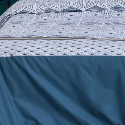 Atmosphera Créateur D'Intérieur Parure de lit imprimée Tihora - percale - bleu - 240x220 cm - Atmosphera