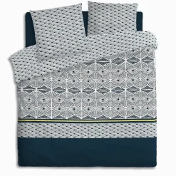 Atmosphera Créateur D'Intérieur Parure de lit imprimée Tihora - percale - bleu - 240x220 cm - Atmosphera