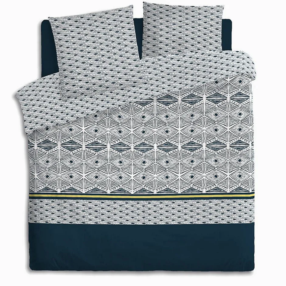 Atmosphera Créateur D'Intérieur Parure de lit imprimée Tihora - percale - bleu - 240x220 cm - Atmosphera
