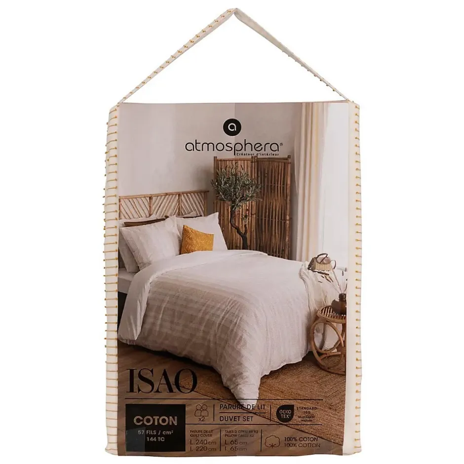 Atmosphera Créateur D'Intérieur Parure de lit Isao coton blanc/jaune 240x220cm - Atmosphera Online