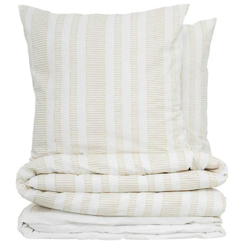 Atmosphera Créateur D'Intérieur Parure de lit Isao coton blanc/jaune 260x240cm - Atmosphera