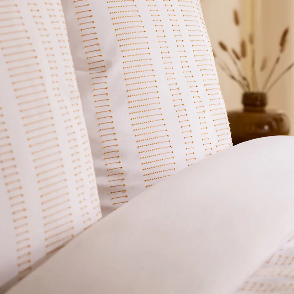 Atmosphera Créateur D'Intérieur Parure de lit Isao coton blanc/jaune 260x240cm - Atmosphera