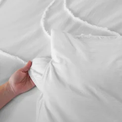 Côté Déco Parure de lit JAJA - 240x220 cm - Coton BCI lavé tufté - 52 fils,cm² - Blanc - 220x240cm - Blanc
