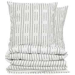 Atmosphera Créateur D'Intérieur Parure de lit Kain coton blanc/noir 240x220cm - Atmosphera
