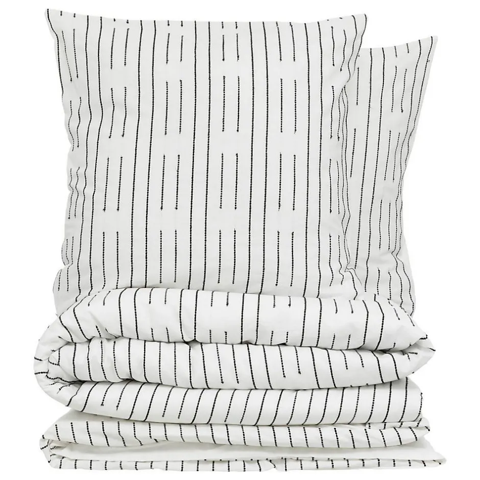 Atmosphera Créateur D'Intérieur Parure de lit Kain coton blanc/noir 240x220cm - Atmosphera