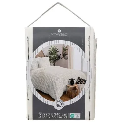 Atmosphera Créateur D'Intérieur Parure de lit Kain coton blanc/noir 240x220cm - Atmosphera
