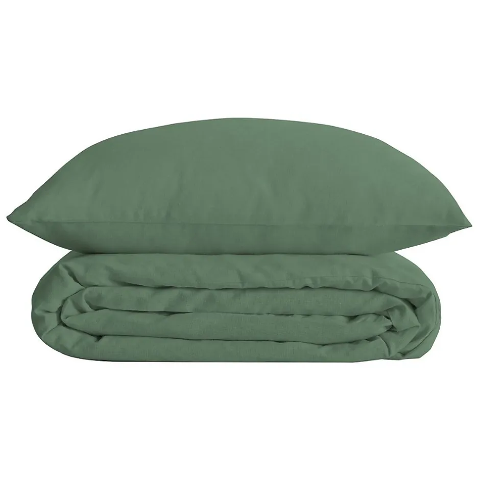 Atmosphera Créateur D'Intérieur Parure de lit Landiha Percale vert jade 240x220cm - Atmosphera