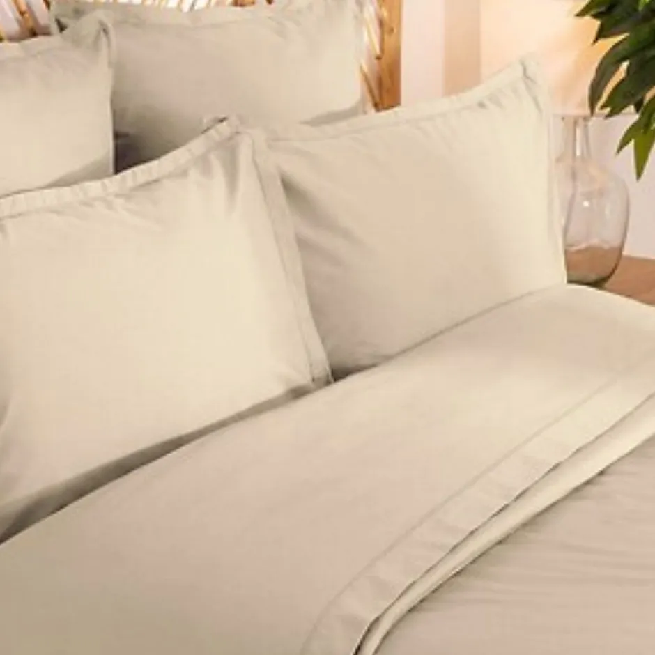 Atmosphera Créateur D'Intérieur Parure de lit Landiha Percale beige lin 260x240cm - Atmosphera
