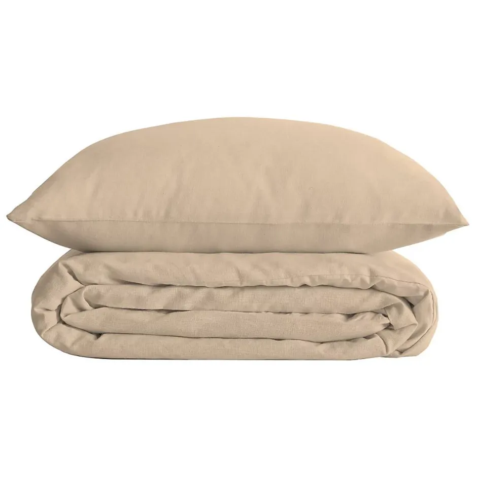 Atmosphera Créateur D'Intérieur Parure de lit Landiha Percale beige lin 240x220cm - Atmosphera Best