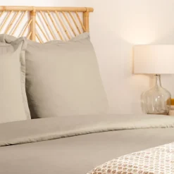 Atmosphera Créateur D'Intérieur Parure de lit Landiha Percale beige lin 240x220cm - Atmosphera Best