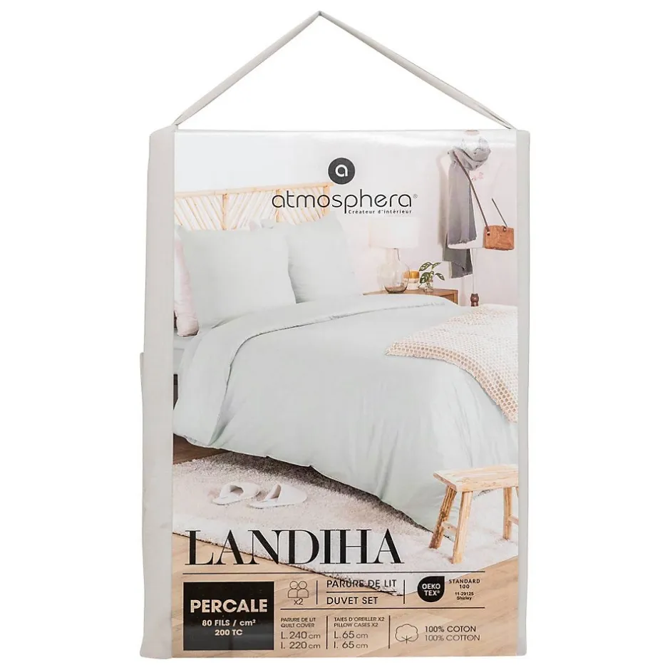 Atmosphera Créateur D'Intérieur Parure de lit Landiha Percale beige lin 240x220cm - Atmosphera Best