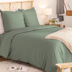 Atmosphera Créateur D'Intérieur Parure de lit Landiha Percale vert jade 260x240cm - Atmosphera Best