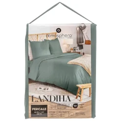 Atmosphera Créateur D'Intérieur Parure de lit Landiha Percale vert jade 260x240cm - Atmosphera Best