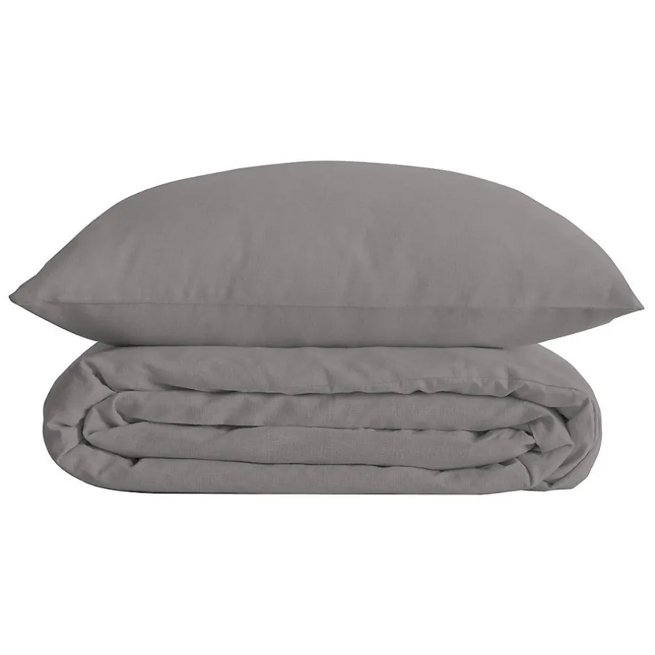 Atmosphera Créateur D'Intérieur Parure de lit Landiha Percale gris 260x240cm - Atmosphera