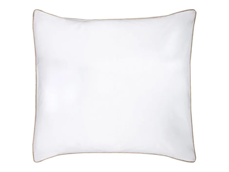 Vente-unique Parure de lit percale de coton 80 fils/cm² - Housse de couette 220 x 240 cm + 2 taies d'oreiller 63 x 63 cm - Blanc passepoil
