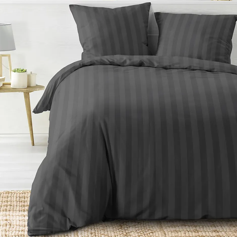 Douceur D'Intérieur Parure de lit rayures dans le tissage (240x220 cm - Gris)