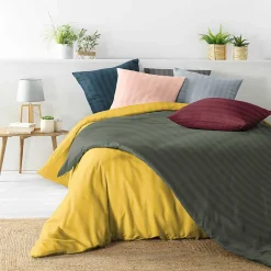 Douceur D'Intérieur Parure de lit rayures dans le tissage (240x220 cm - Gris)
