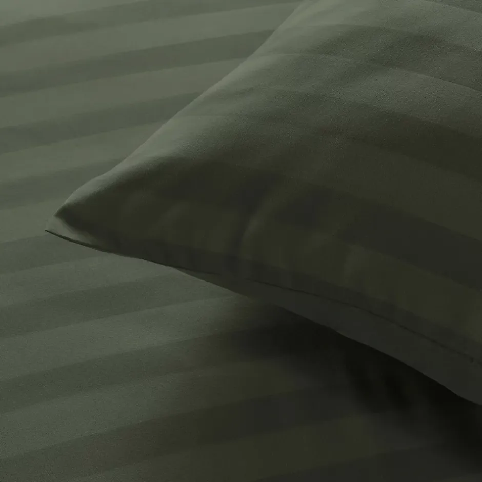 Douceur D'Intérieur Parure de lit rayures dans le tissage (240x220 cm - Vert) New