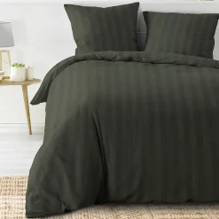 Douceur D'Intérieur Parure de lit rayures dans le tissage (240x220 cm - Vert) New