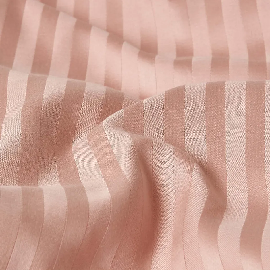 Homescapes Parure de lit satin rayé en coton égyptien 330 fils taupe, 240x220cm - New