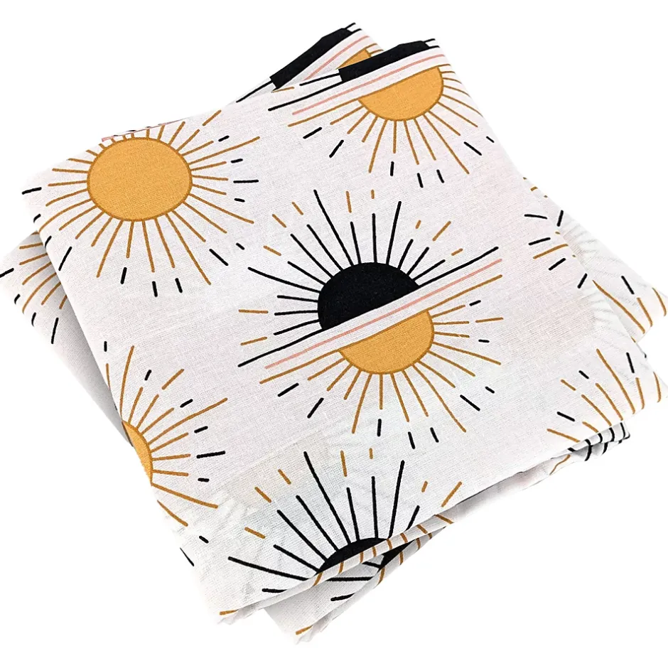 Linnea Parure de lit TERRAMEA 260x240 cm pur coton blanc motifs solaires 3 pièces Discount