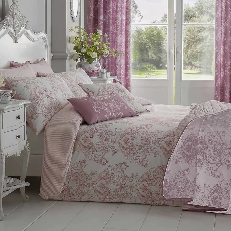 Homescapes Parure de lit Toile de Jouy en polycoton - rose, 200x200cm - Clearance